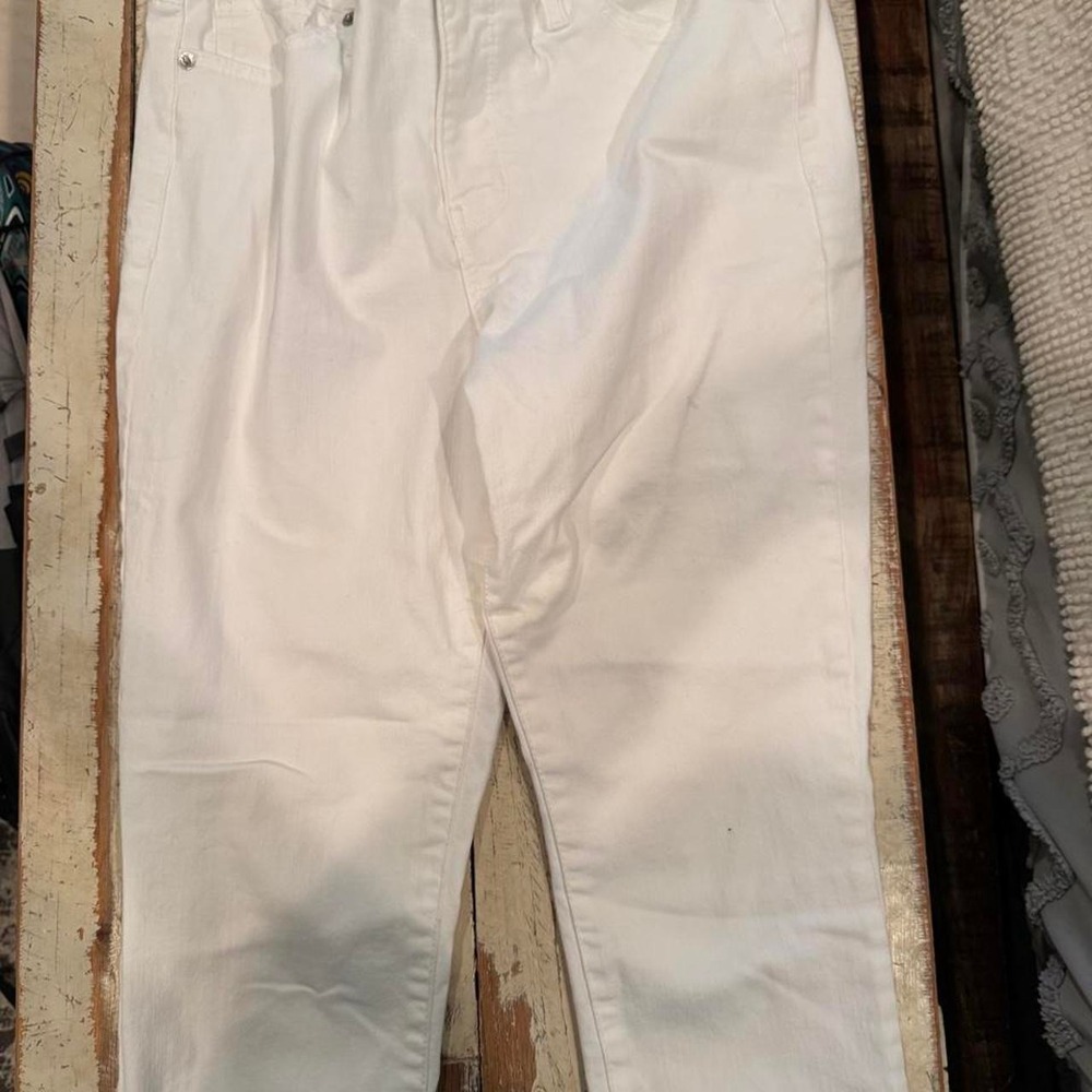 Crown & Ivy Womens White High-Rise Skinny Crop Jeans Size 8 Stretch Denim